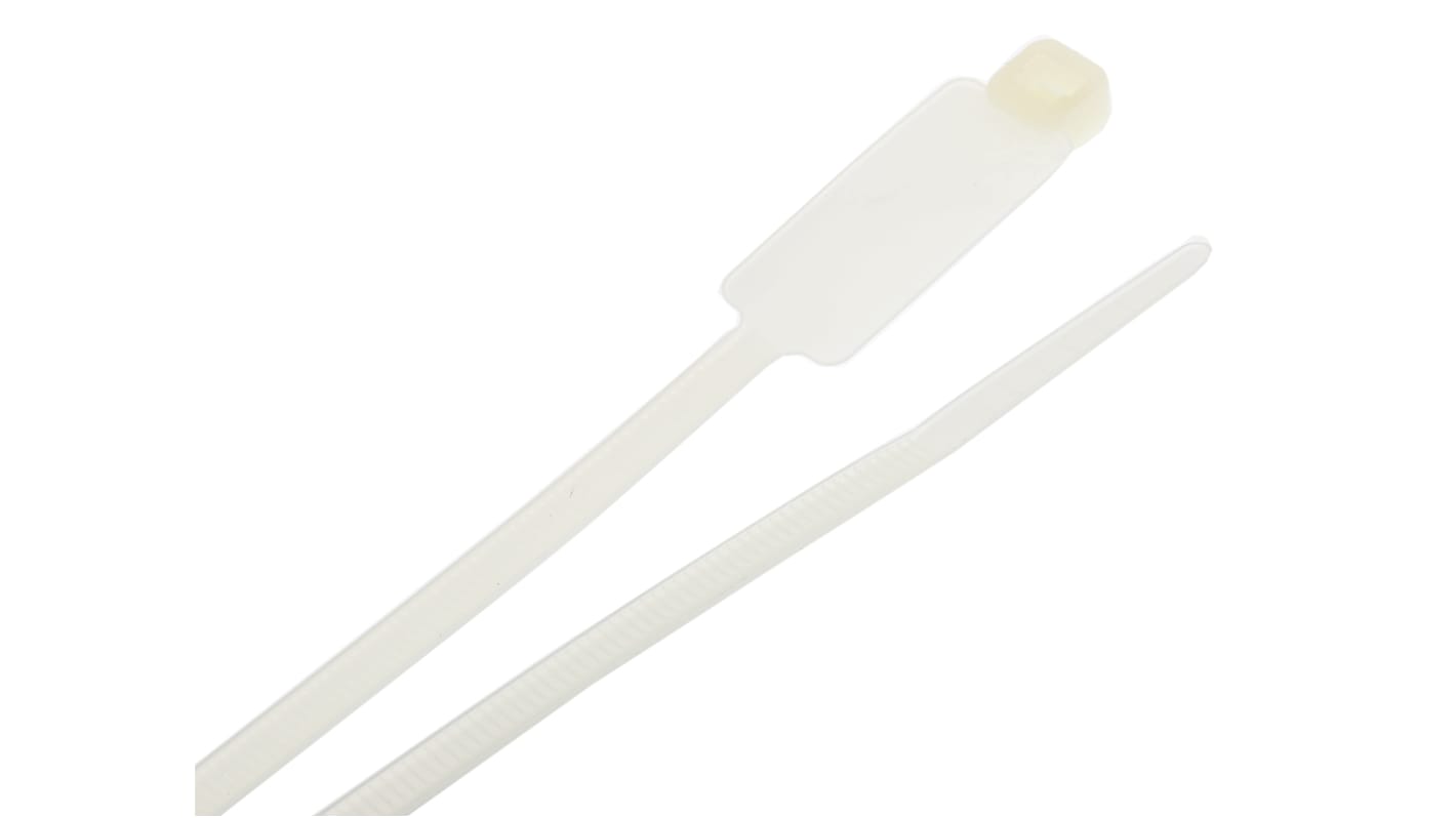 RS PRO Kabel-Markierer, Kabelbinder, Natur, 200mm x 4,6 mm, 100 Stück