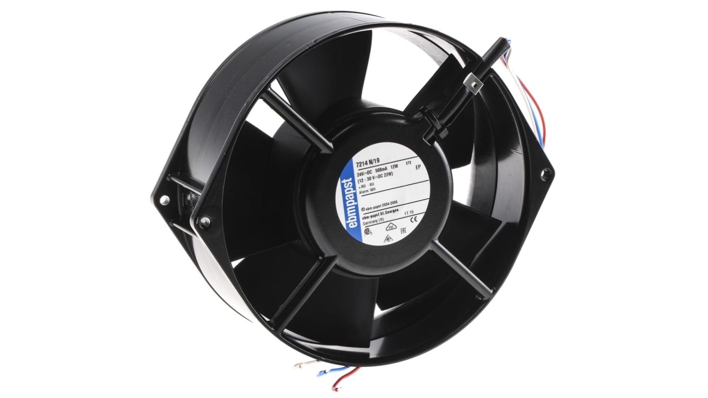 ebm-papst 7200 N Series Axial Fan, 24 V dc, DC Operation, 360m³/h, 12W, 150 x 55mm