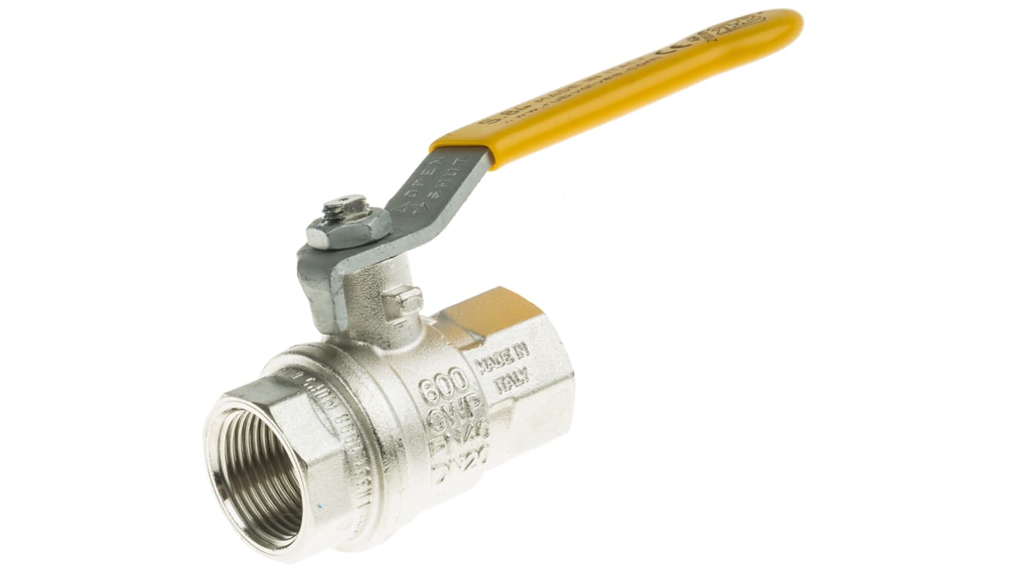 RS PRO Nickel Plated Brass Full Bore, 2 Way, Ball Valve, BSPT 3/4in, 40bar Operating Pressure