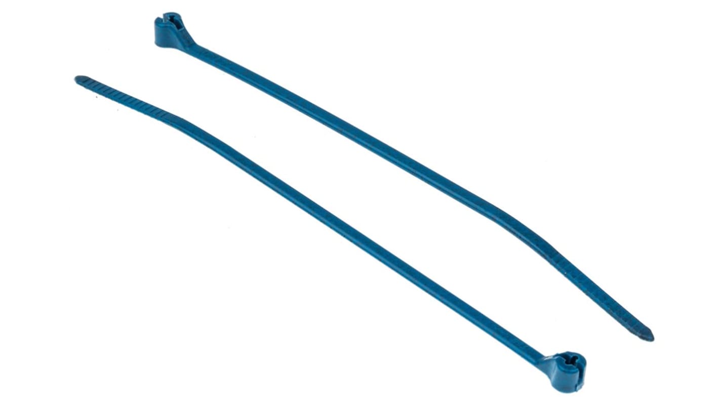 Thomas & Betts Cable Tie, 91.9mm x 2.36 mm, Blue Metal Detectable, Pk-100