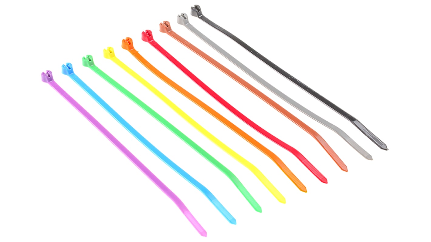 Thomas & Betts Cable Ties, 186mm x 4.8 mm, Assorted Nylon, Pk-100