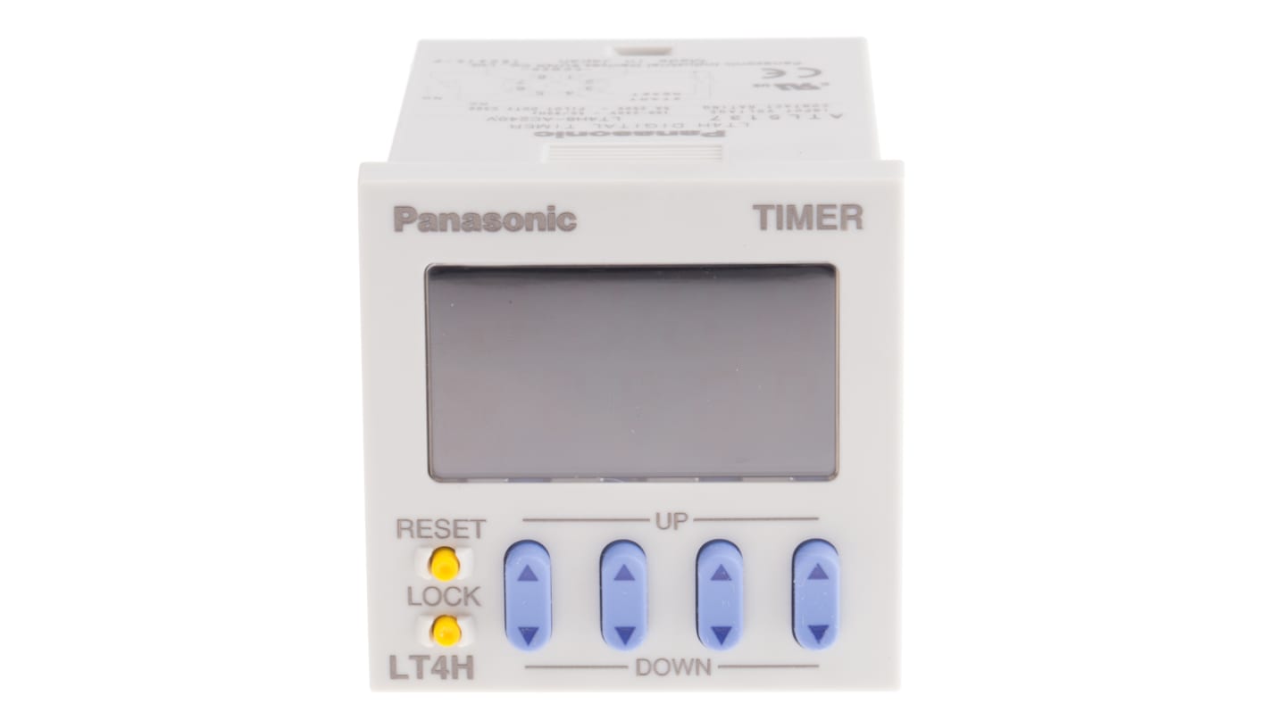 Timer Relay Panasonic, intervallo 9.999 s → 999.9h, 2 poli, SPDT, A pannello