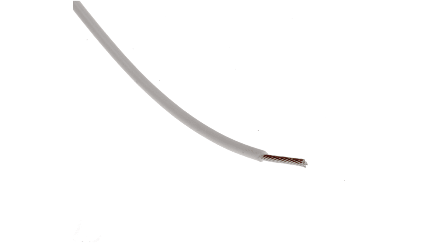 RS PRO White 0.33 mm² Hook Up Wire, 22 AWG, 19/0.15 mm, 100m, PTFE Insulation