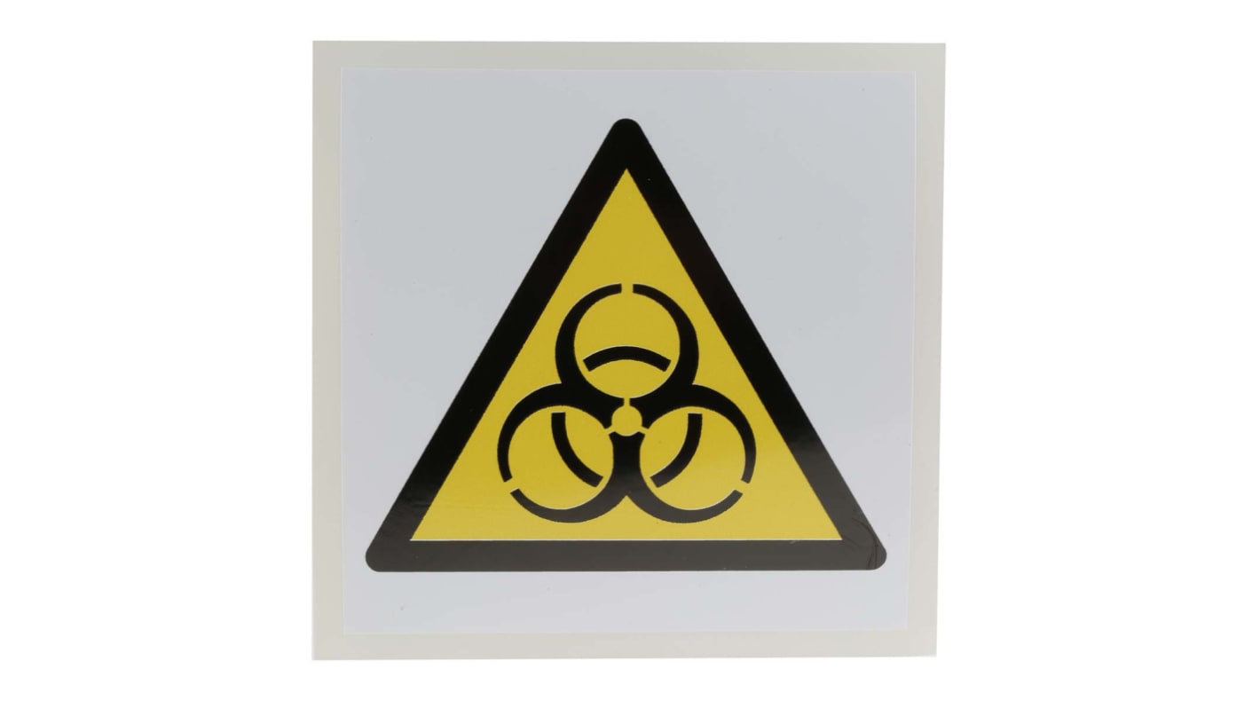 RS PRO Self-Adhesive Biological Hazard Hazard Warning Sign