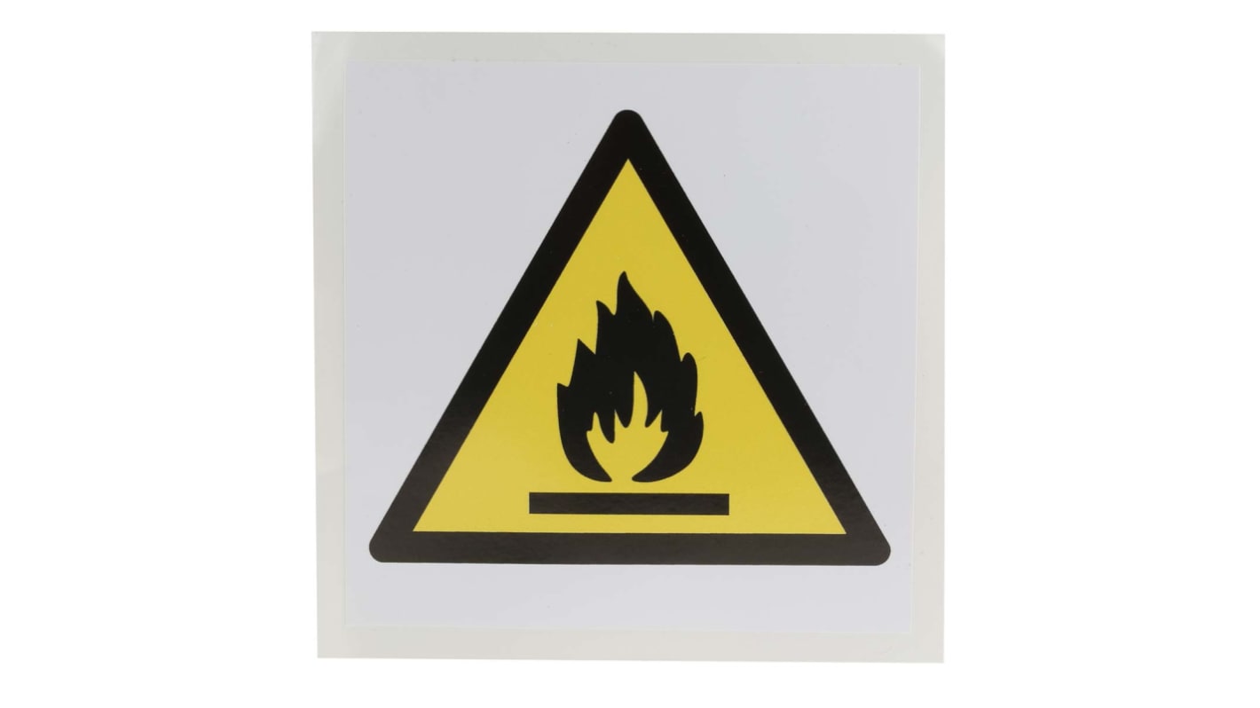 RS PRO Gefahren-Warnschild, Vinyl selbstklebend 'Entflammbar', 100 mm x 100mm