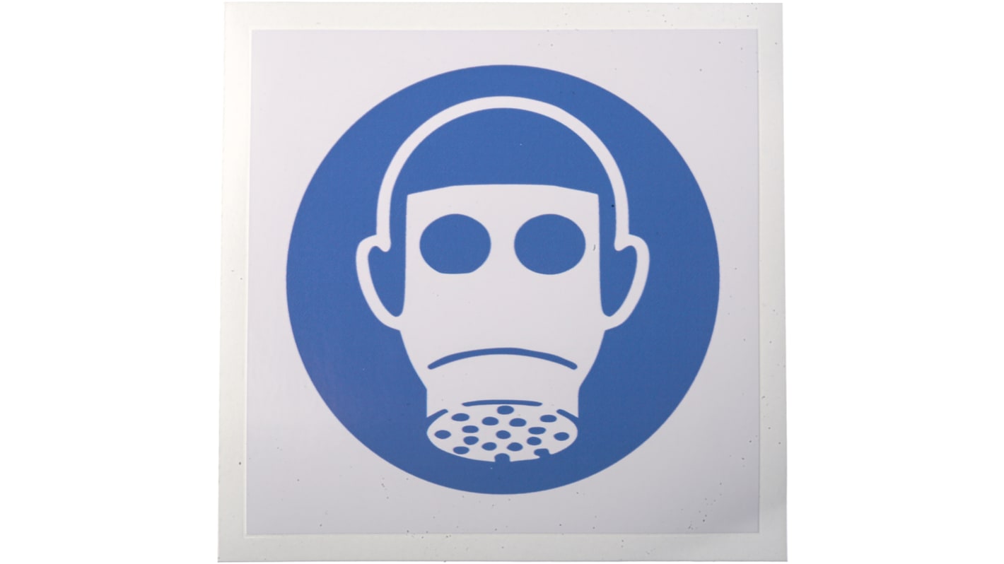 RS PRO Gebotszeichen mit Piktogramm: Atemschutz, Vinyl selbstklebend , B 100mm, H 100 mm