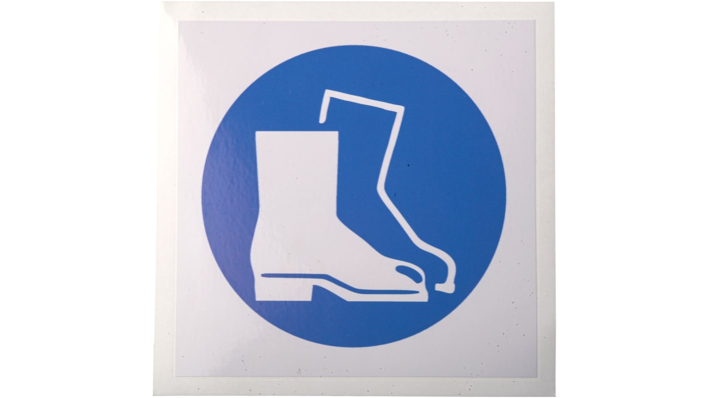 RS PRO Vinyl Mandatory Foot Protection Sign With Pictogram Only Text