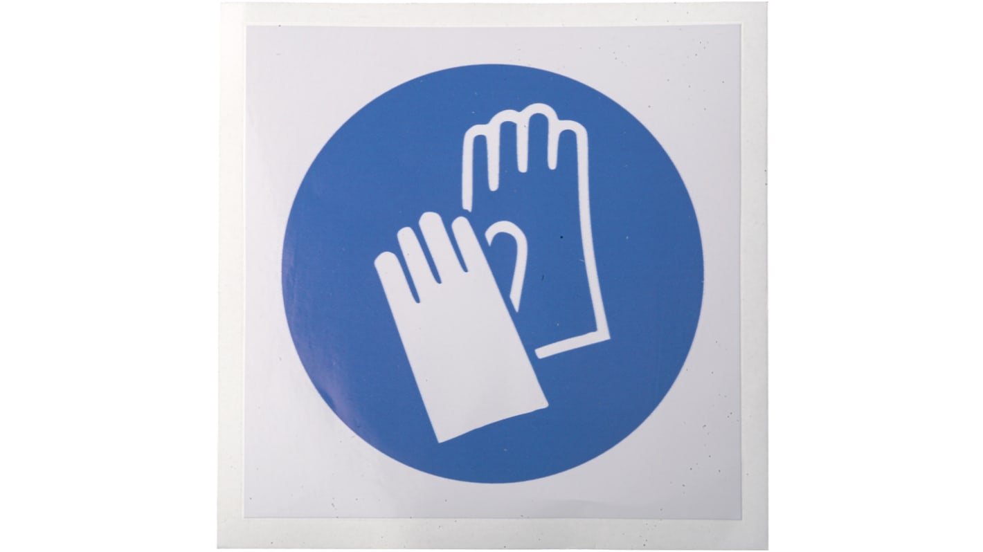 RS PRO Vinyl Mandatory Hand Protection Sign With Pictogram Only Text