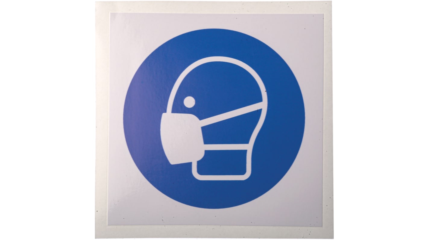 RS PRO Gebotszeichen mit Piktogramm: Maske, Vinyl selbstklebend, B 100mm, H 100 mm