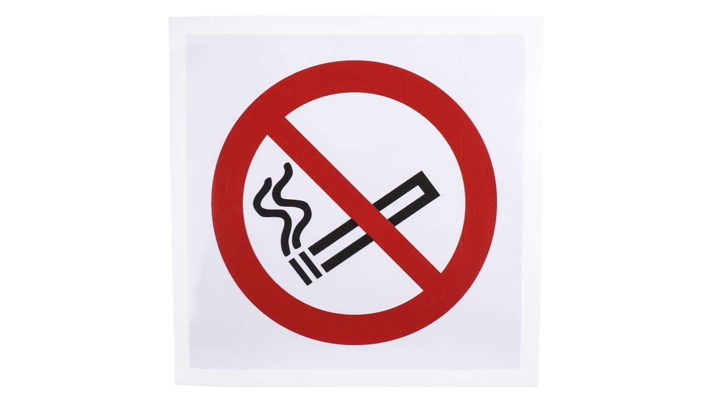 Señal de prohibición con pictograma: Prohibido Fumar, texto en , autoadhesivo, 100mm x 100 mm
