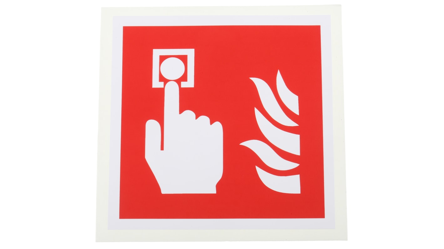 Vinyl Fire Safety Sign,  With Pictogram Only Text Self-Adhesive