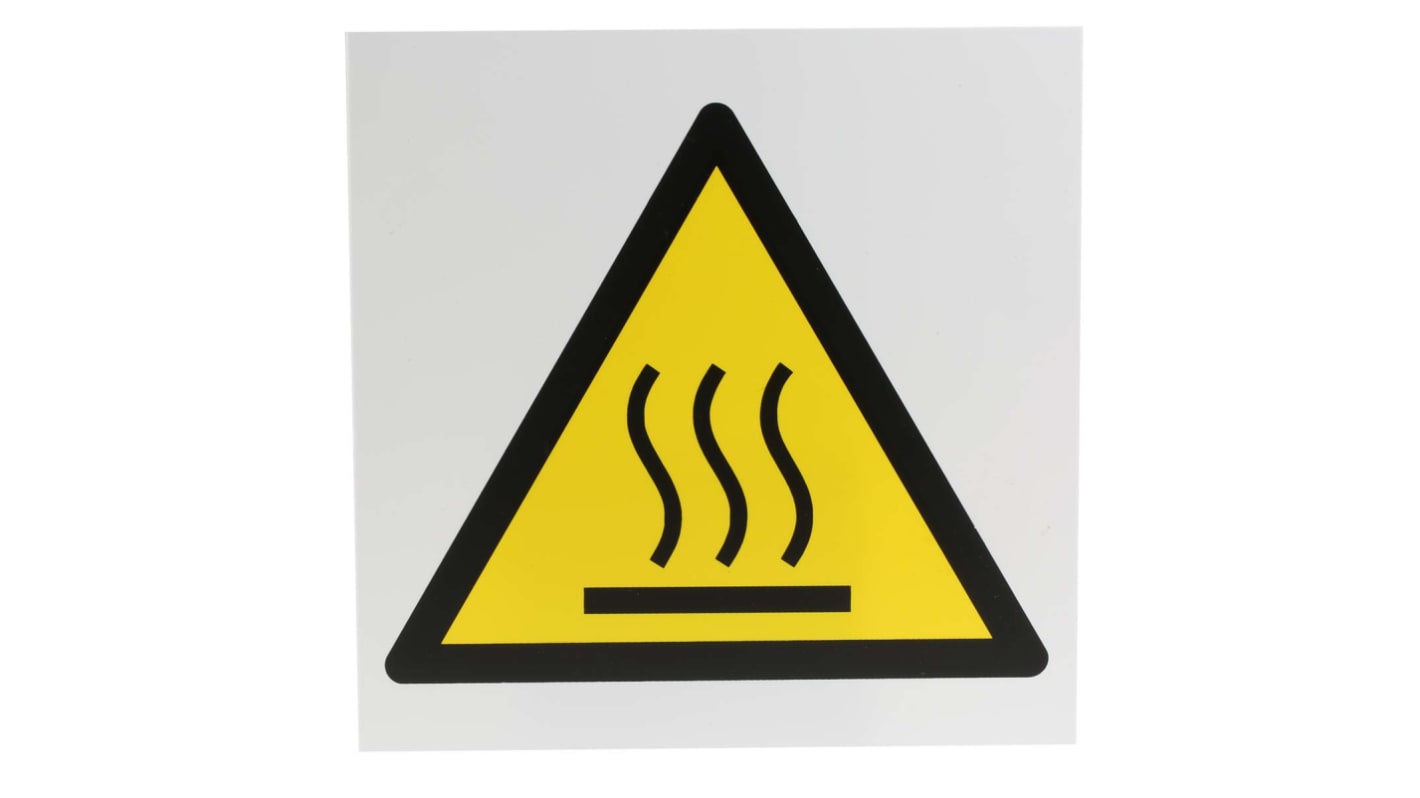 Señal de advertencia con pictograma: Peligro por superficie caliente, 200mm x 200 mm