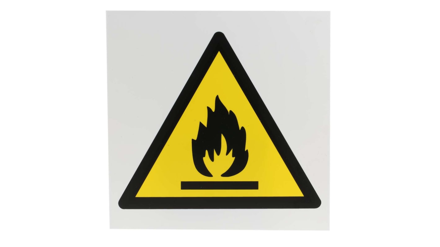 Señal de advertencia con pictograma: Inflamable, 200mm x 200 mm