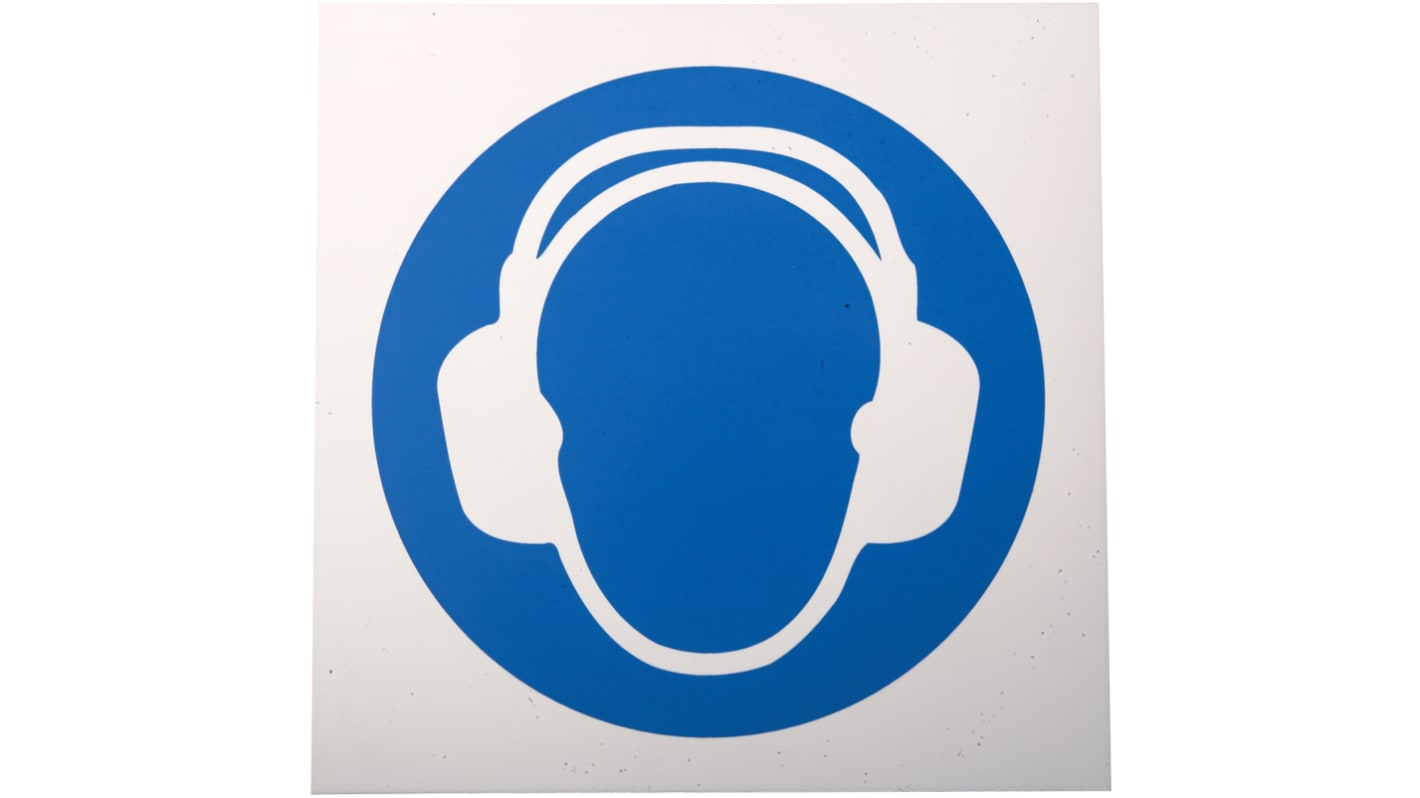 RS PRO Plastic Mandatory Ear Protection Sign With Pictogram Only Text