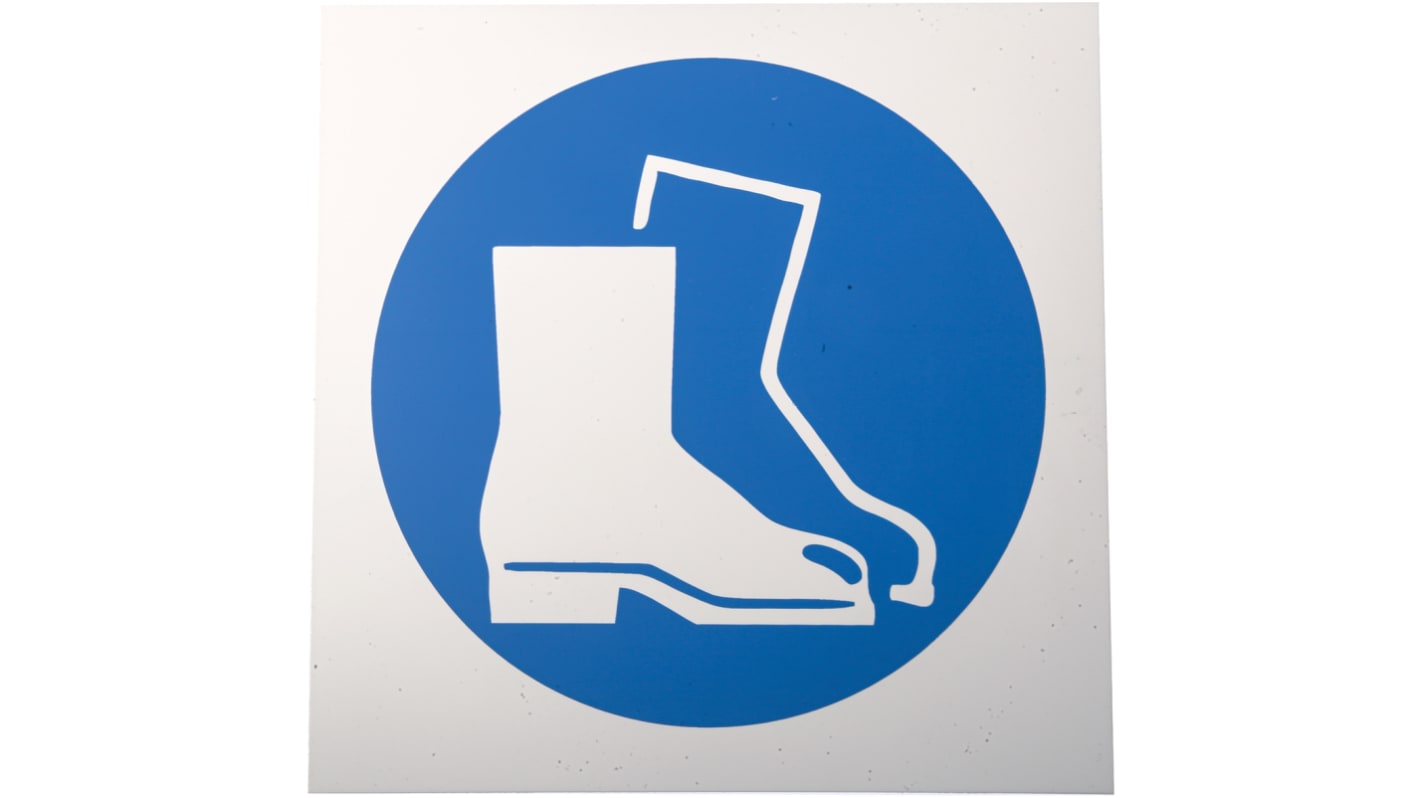 RS PRO Plastic Mandatory Foot Protection Sign With Pictogram Only Text