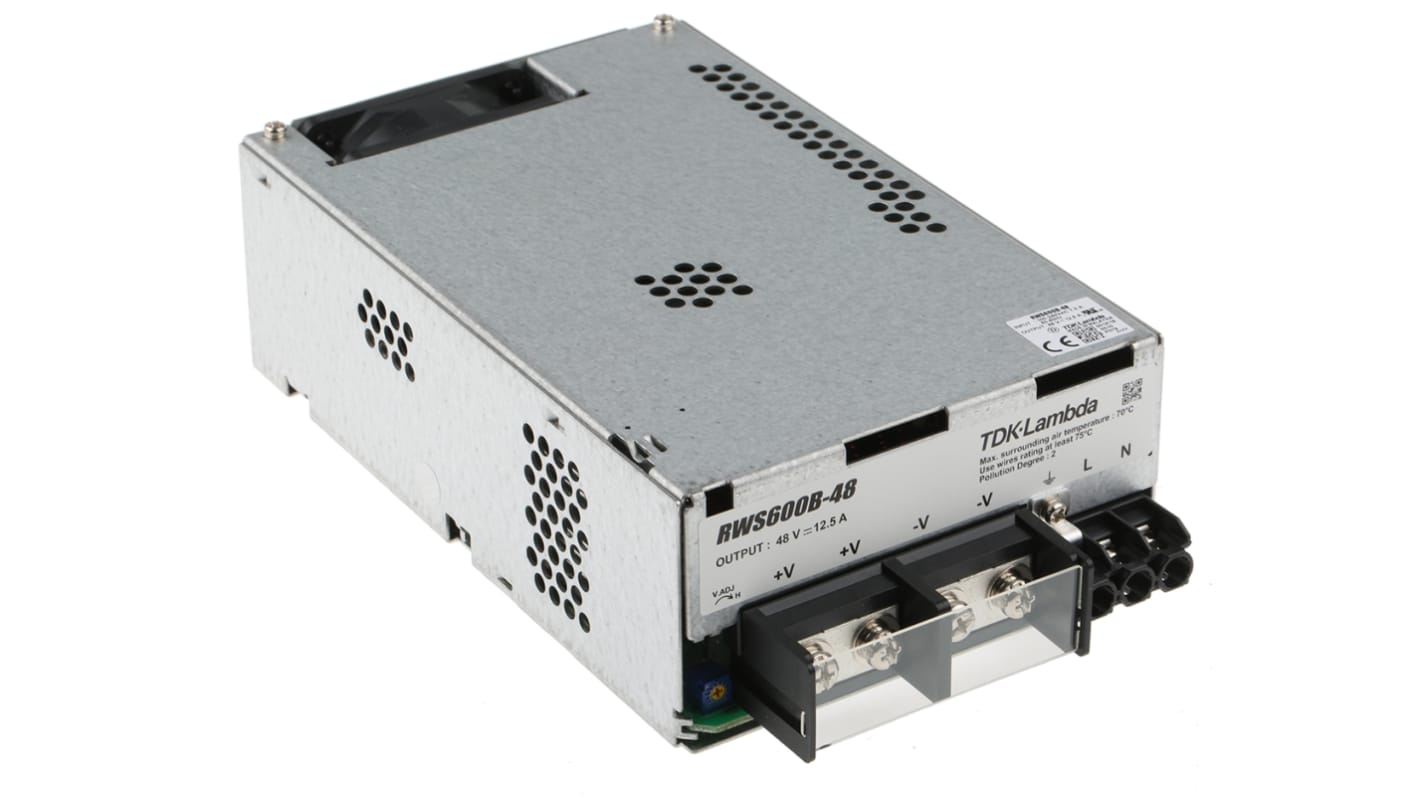 TDK-Lambda Switching Power Supply, RWS600B-48, 48V dc, 12.5A, 600W, 1 Output, 120 → 370 V dc, 85 → 265 V