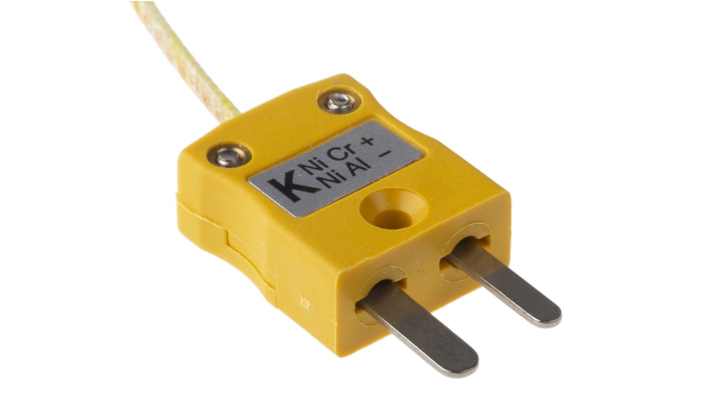 Thermocouple RS PRO type K Ø 1/0.3mm, L 2m, +350°C max à Fiche mâle miniature