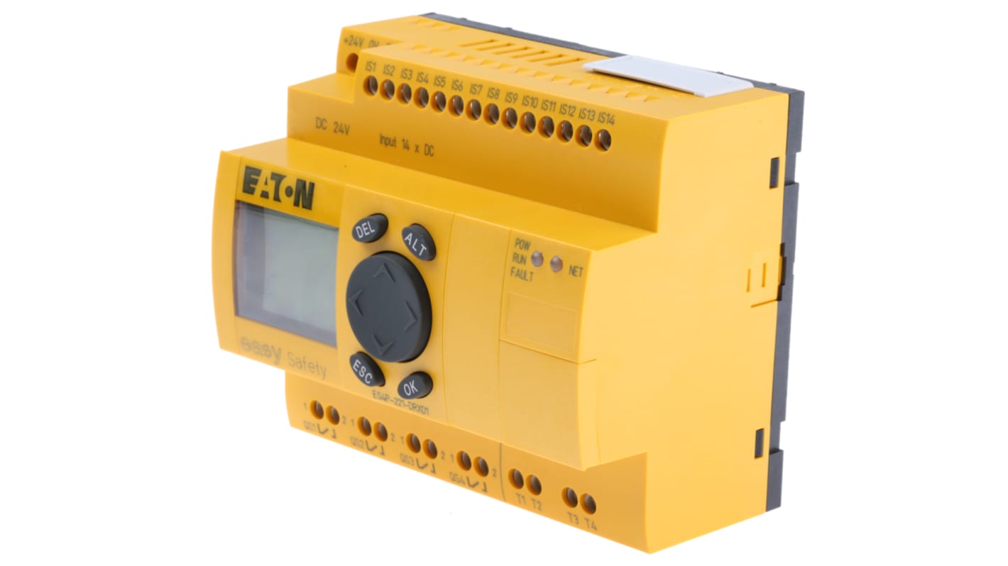 Eaton easySafety, serie Eaton Moeller Sikkerhedskontroller LCD skærm, 14 sikkerhedsindgange, 8 sikkerhedsudgange, 24 V