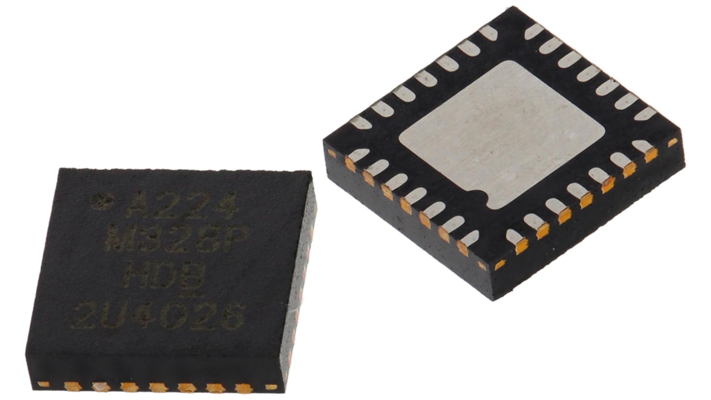 Microchip ATMEGA328P-MMH, 8bit AVR Microcontroller, ATmega, 20MHz, 32 kB Flash, 28-Pin QFN