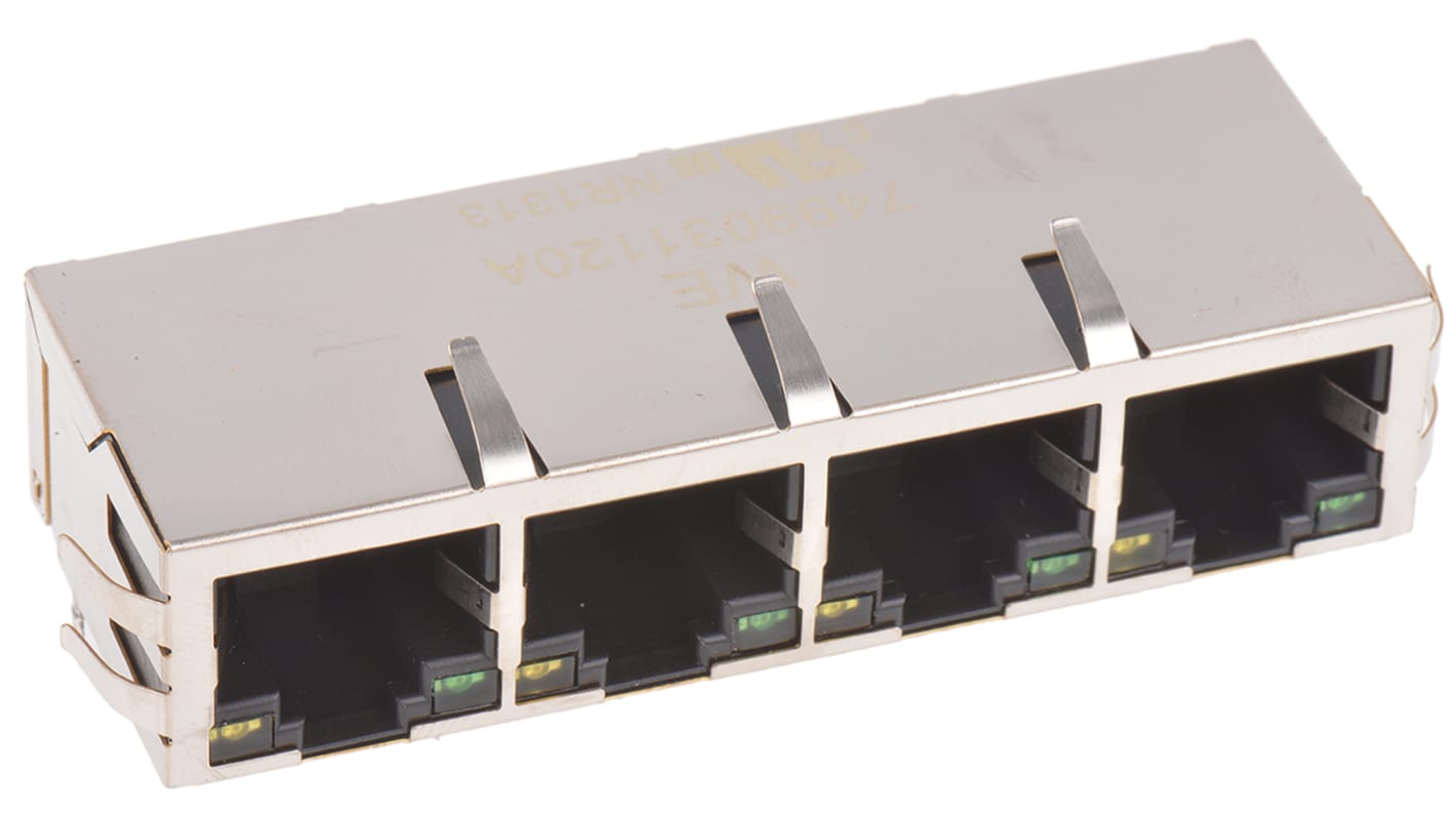 Transformador LAN Ethernet Wurth Elektronik, 4 puertos, Agujero pasante, 59.13 x 21.8 x 13.5mm