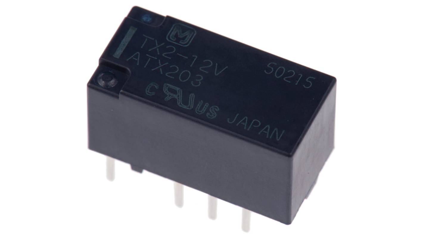 Panasonic PCB Mount Signal Relay, 12V dc Coil, 2A Switching Current, DPDT