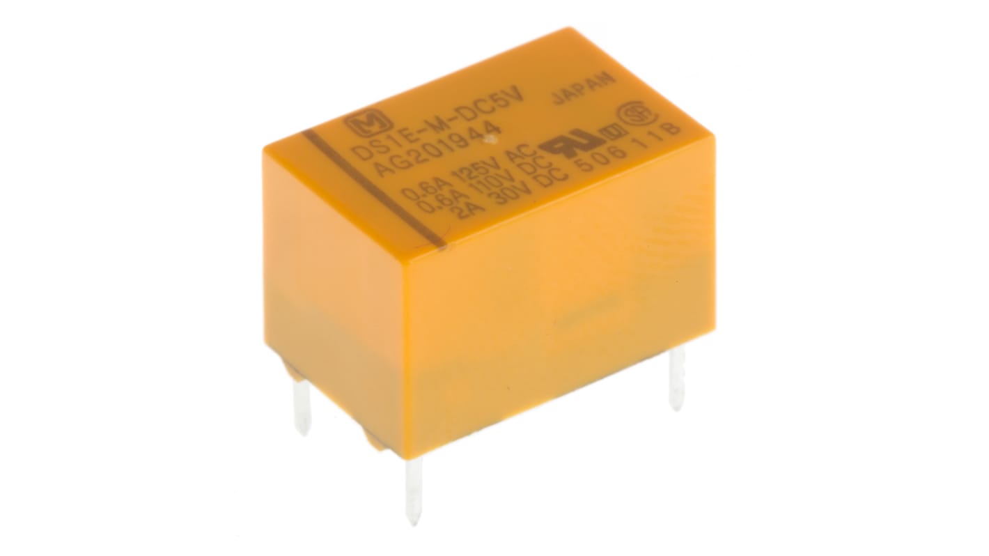 Panasonic DS Signalrelais SMD Printrelais, 5V dc Spule, 1-poliger Schließer, 3A, 250V ac / 220V dc, Leiterplattenstift