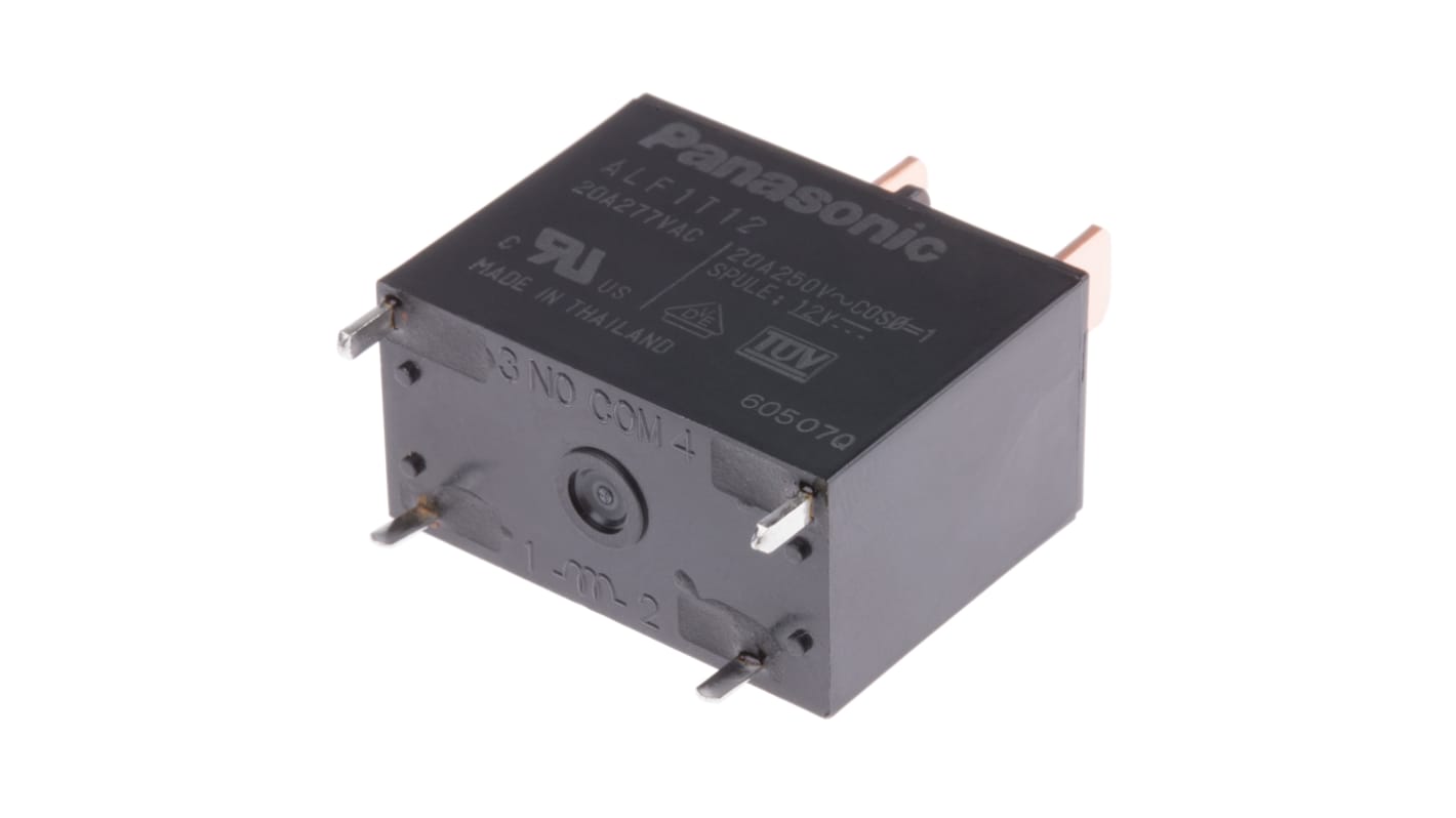 Panasonic PCB Mount Power Relay, 12V dc Coil, 20A Switching Current, SPST