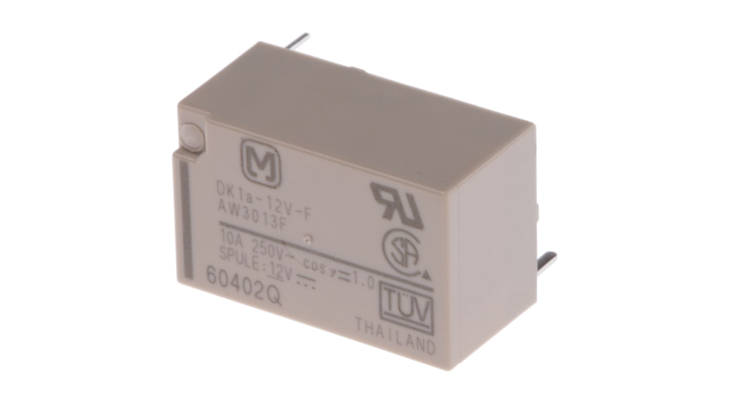 Przekaźnik mocy 12V dc SPST Panasonic 200mW, montaż PCB 720Ω Styk płytki drukowanej