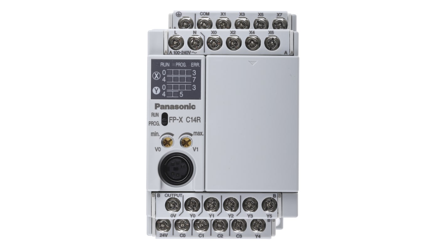 CPU PLC Panasonic Serie AFPX-C, ingressi: 8, uscite: 8, 14 I/O, 100 → 240 V c.a.