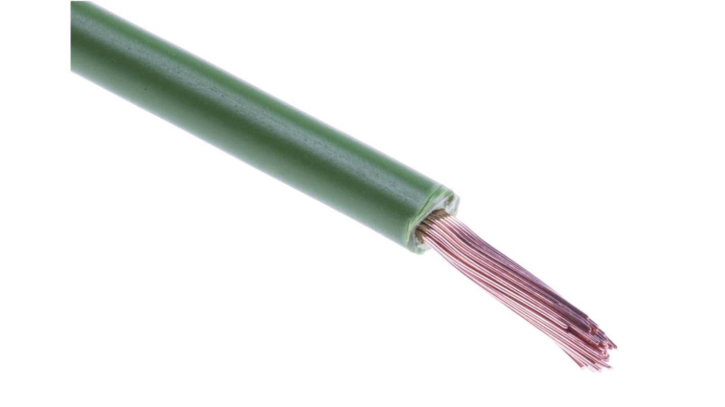 RS PRO Einzeladerleitung 2.5mm², 14AWG 100m Grün Ø 3.7mm 50/0,25 mm Litzen UL1015