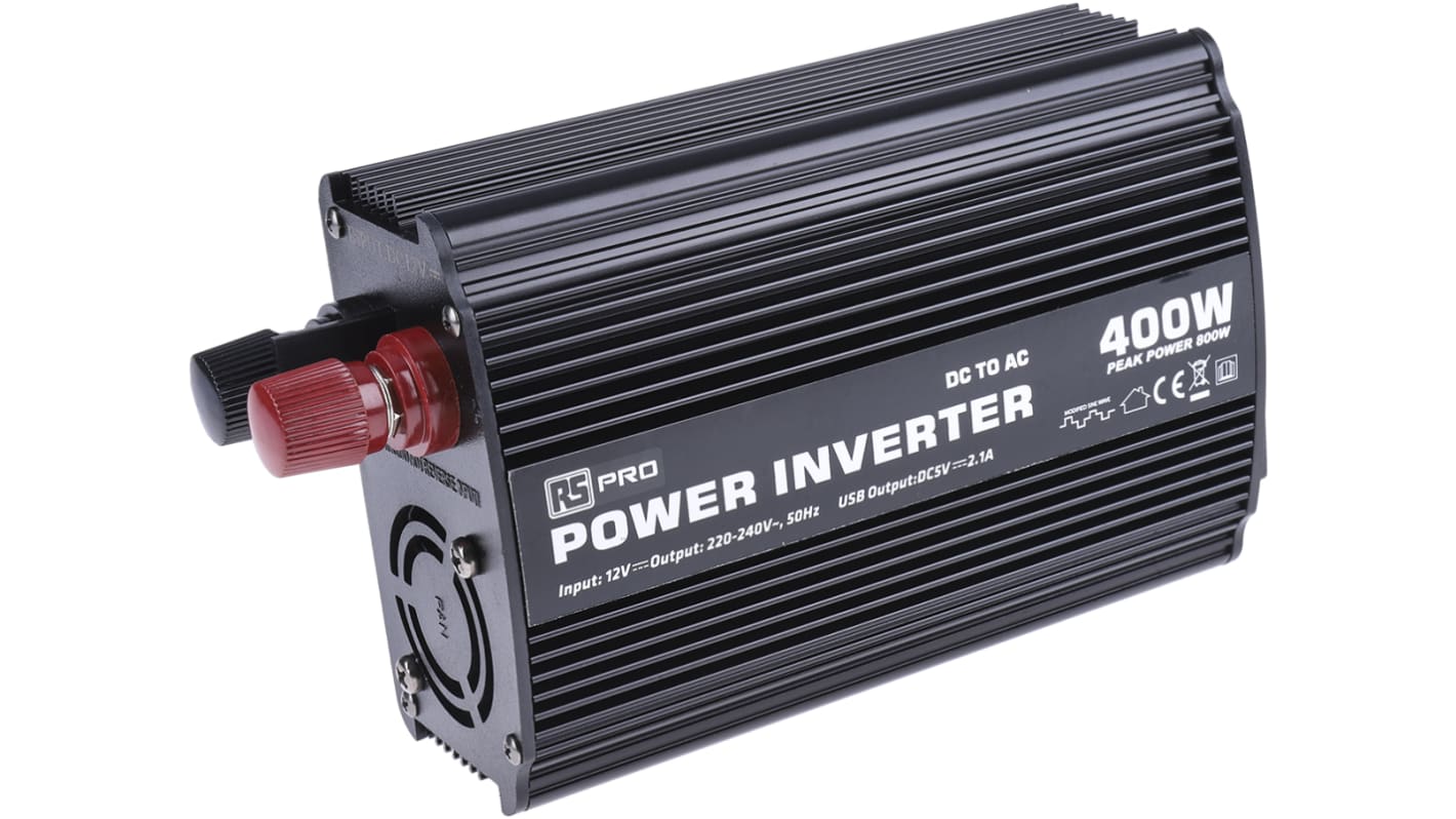 Powerinverter, 400W, Indgang: 12V dc, Udgang: 230V ac