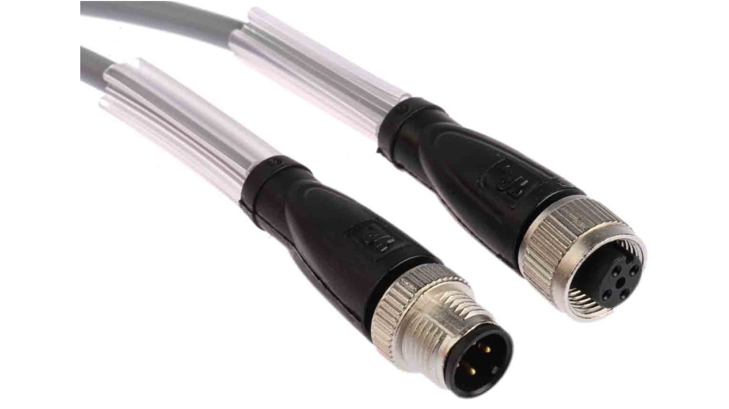 Cable de conexión Pepperl + Fuchs, con. A M12 Hembra, 4 polos, con. B M12 Macho, long. 2m, 250 V CA/CC, 4 A, IP67,