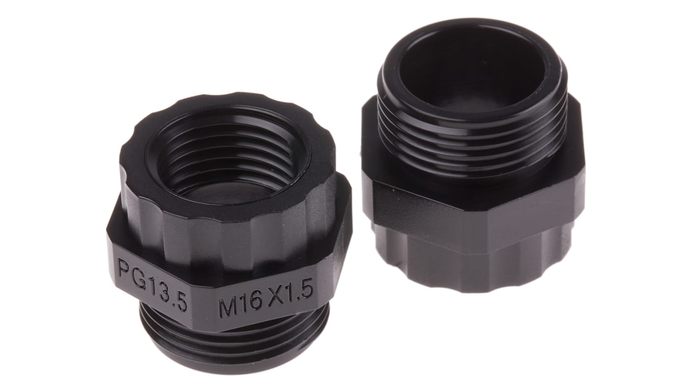 RS PRO adapter, Tömszelence adapter, , M16 -> PG13, Nejlon 66 Szürke