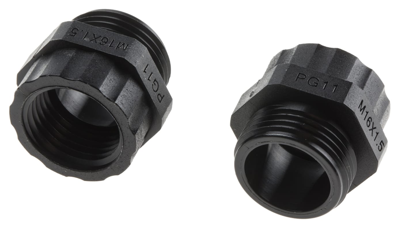 Adapter do dławnic kablowych gwint wew M16 gwint zew PG11 Nylon 66 rozmiar gwintu PG11 → M16 RS PRO