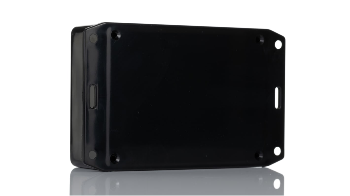 Hammond 1591 Series Black ABS Enclosure, IP54, Flanged, Black Lid, 110.1 x 82.2 x 40mm