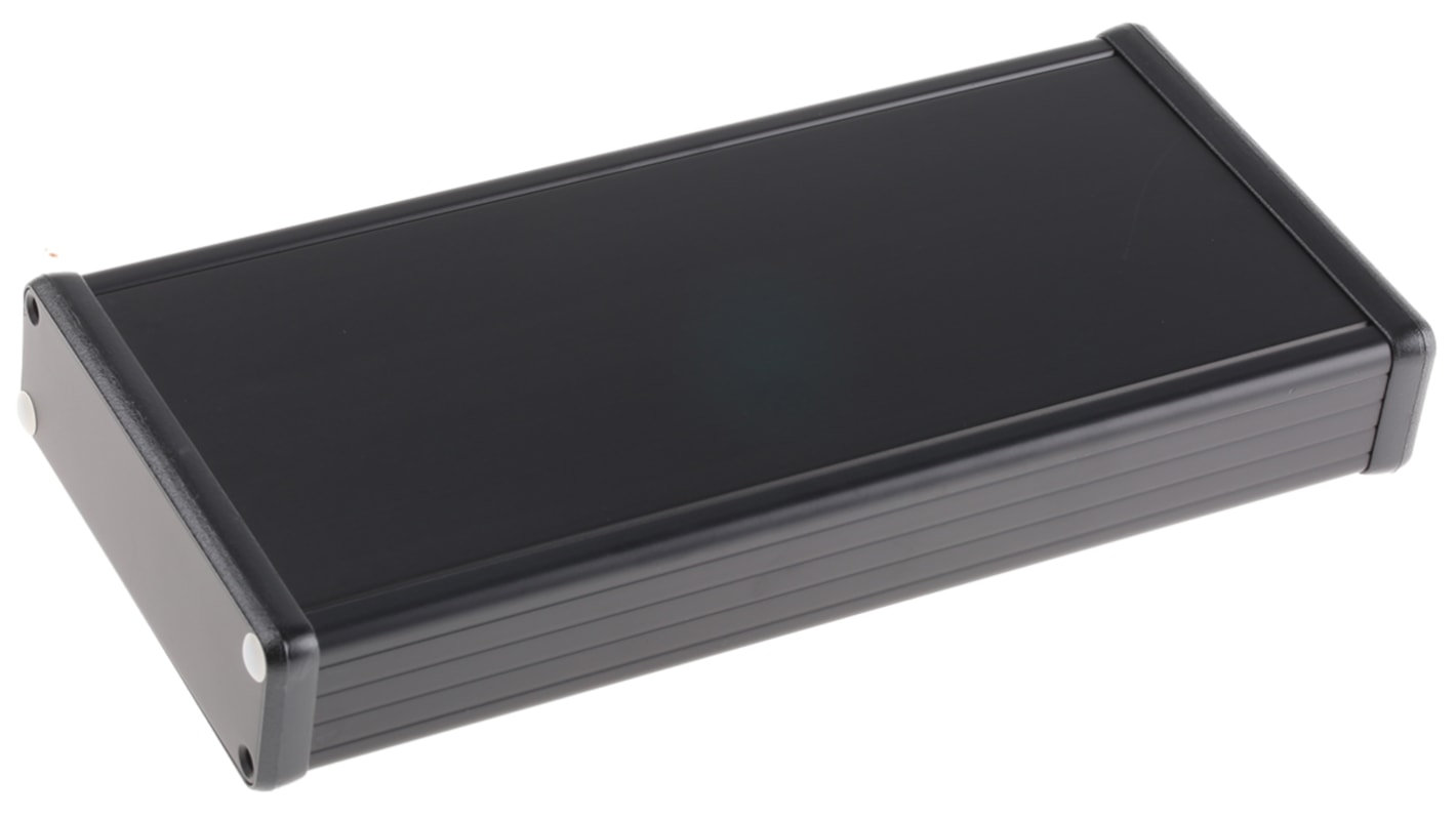 Hammond 1455 Series Black Aluminium Enclosure, IP54, Black Lid, 220 x 103 x 30.5mm