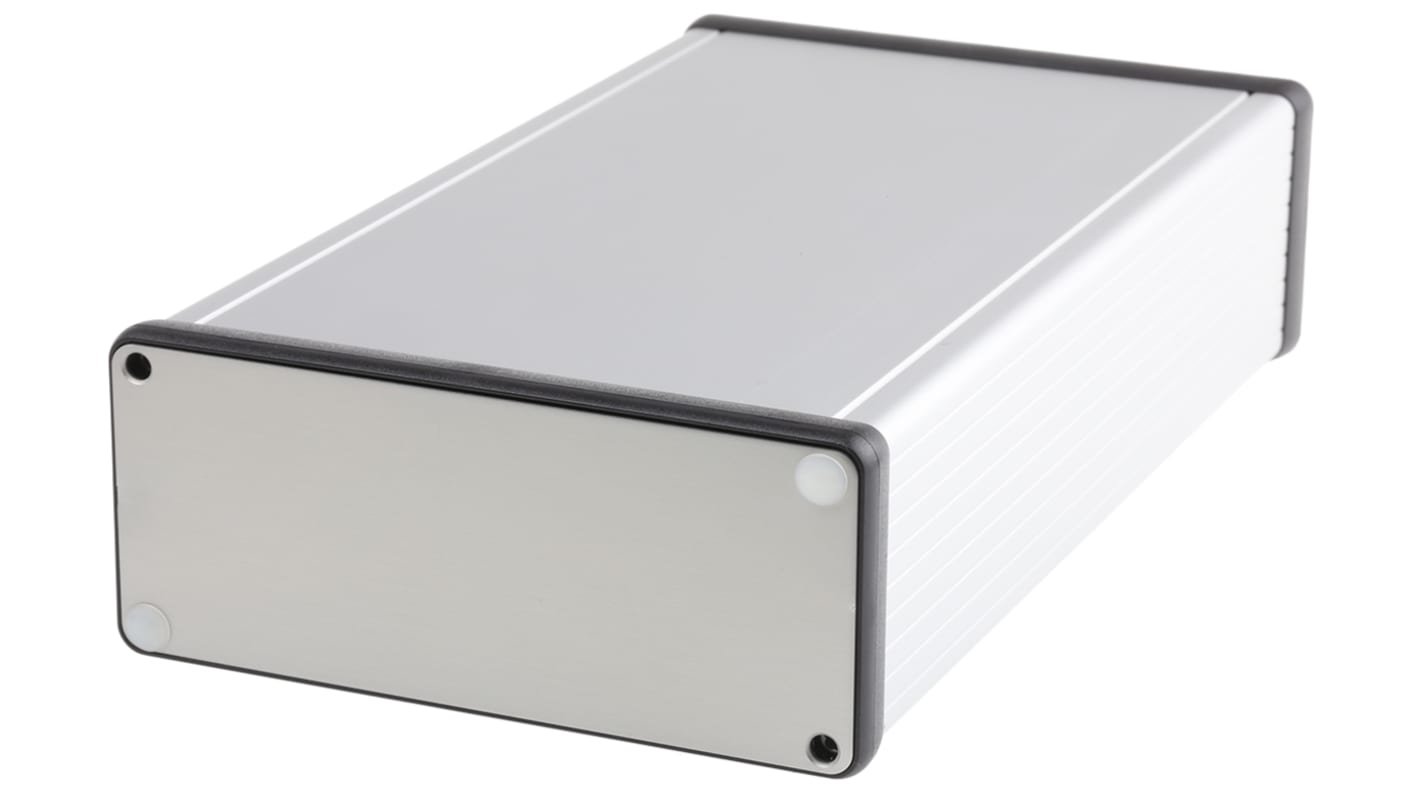 Hammond 1455 Series Silver Aluminium Enclosure, IP54, Black Lid, 220 x 125 x 51.5mm