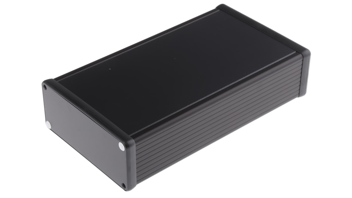 Hammond 1455 Series Black Aluminium Enclosure, IP54, Black Lid, 220 x 125 x 51.5mm