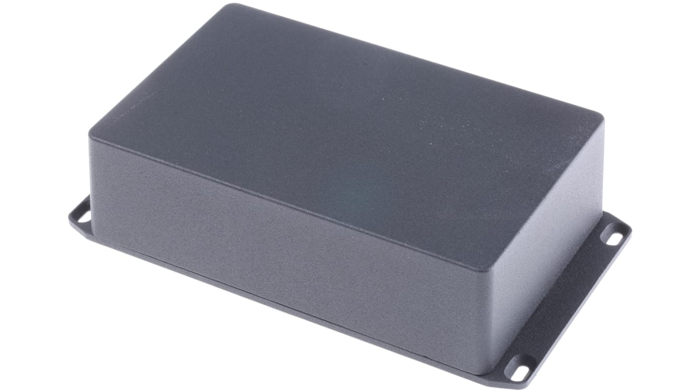 Hammond 1590 Series Black Die Cast Aluminium Enclosure, IP54, Flanged, Black Lid, 187.75 x 119.5 x 56mm