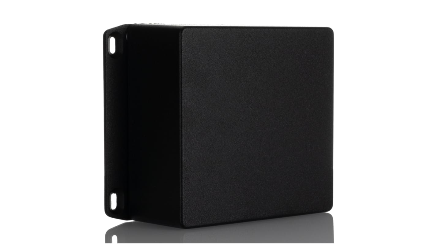 Hammond 1590 Series Black Die Cast Aluminium Enclosure, IP54, Flanged, Black Lid, 120 x 120 x 59mm