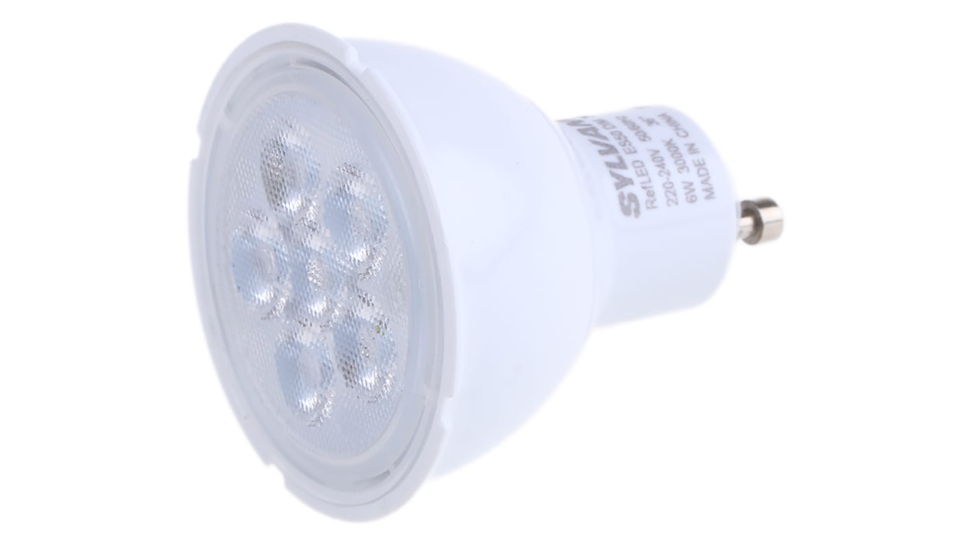 Sylvania LED-Reflektorlampe, 220 → 240 V, 6 W entsprechend 50W / 345 lm, GU10, Warmweiß 3000K, Ø 50mm