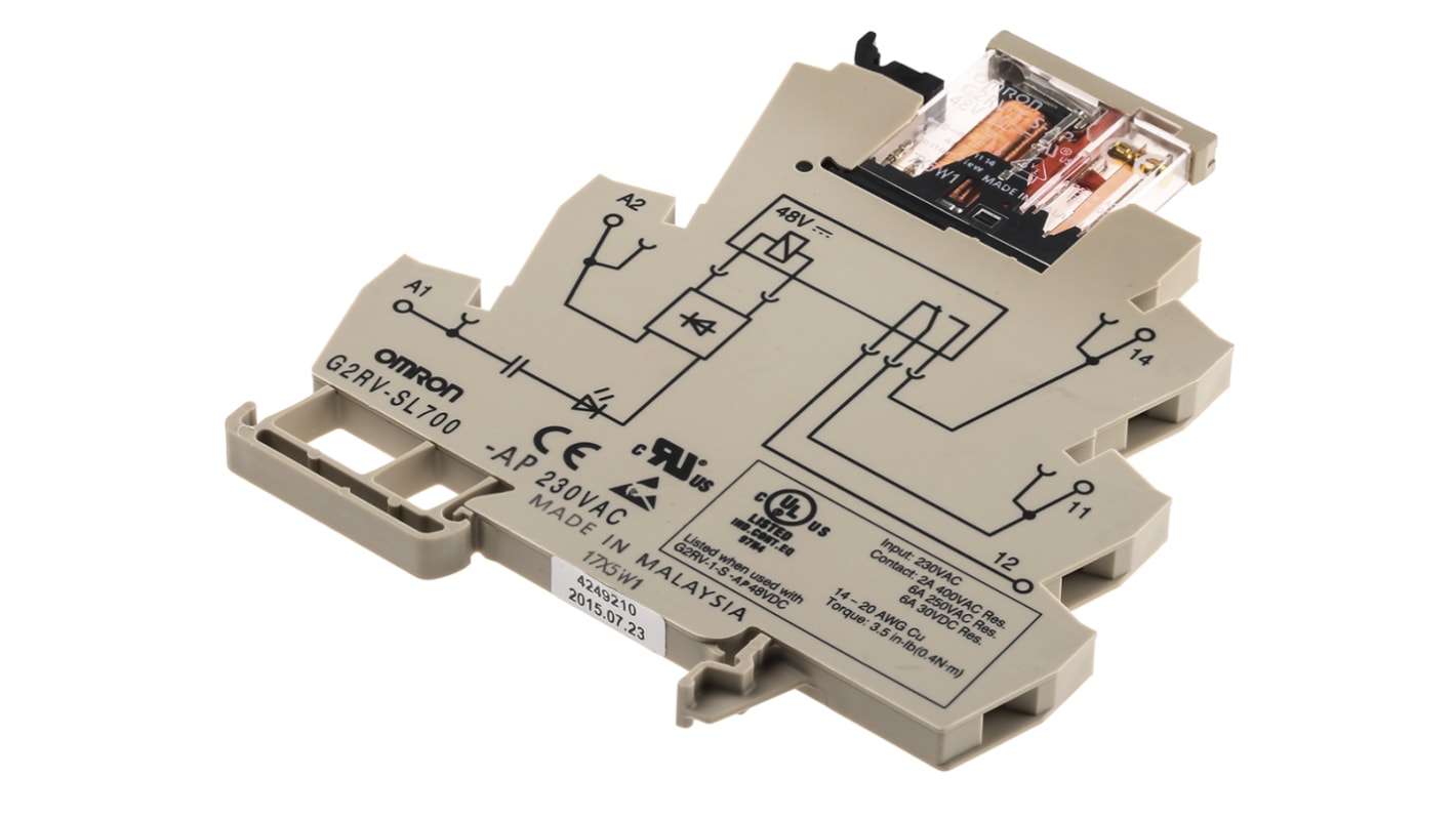 Omron DIN Rail Non-Latching Relay, 230V ac Coil, 6A Switching Current, SPDT