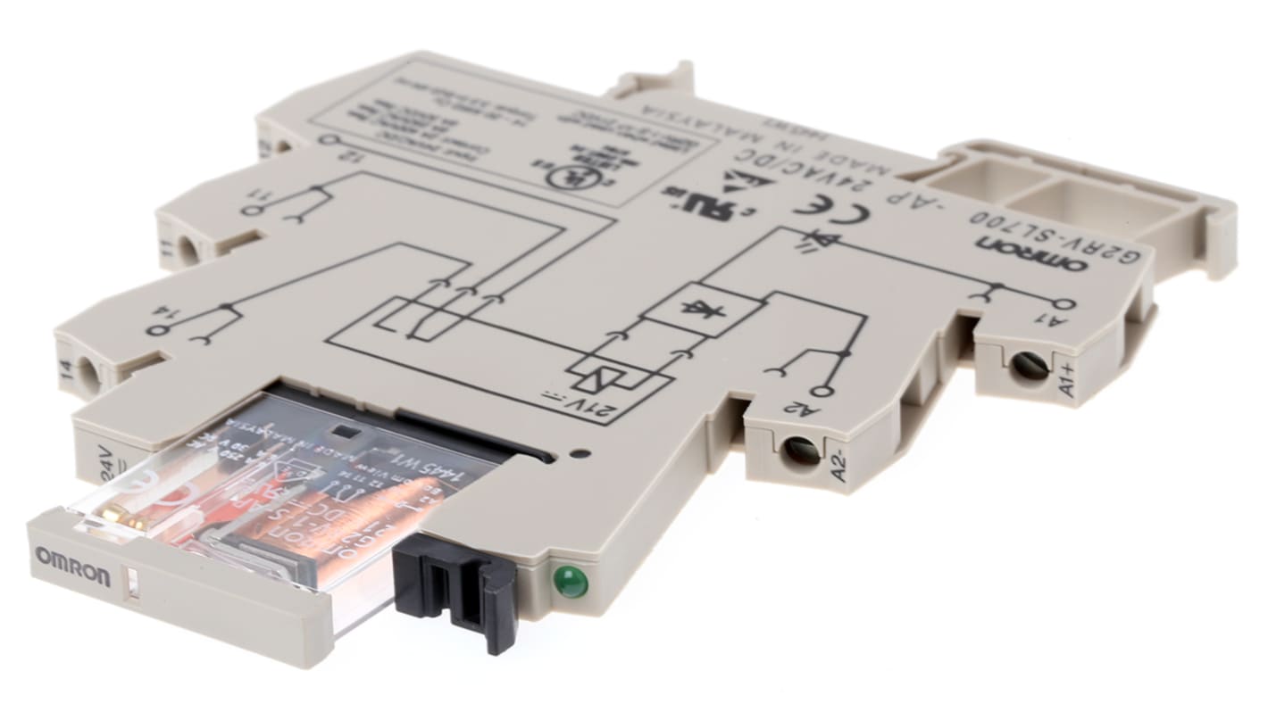 Omron DIN Rail Non-Latching Relay, 24V ac/dc Coil, 6A Switching Current, SPDT