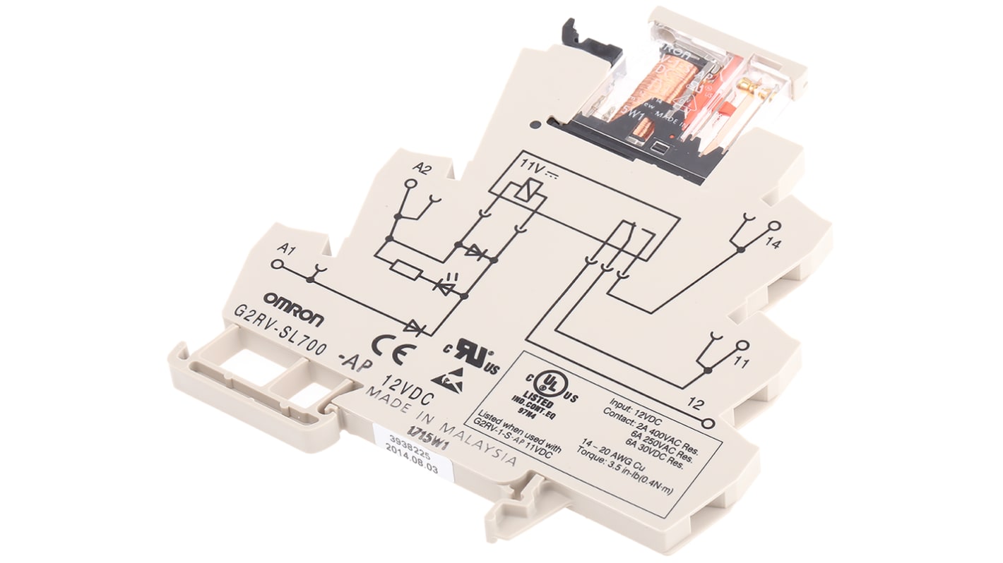 Omron DIN Rail Non-Latching Relay, 12V dc Coil, 6A Switching Current, SPDT