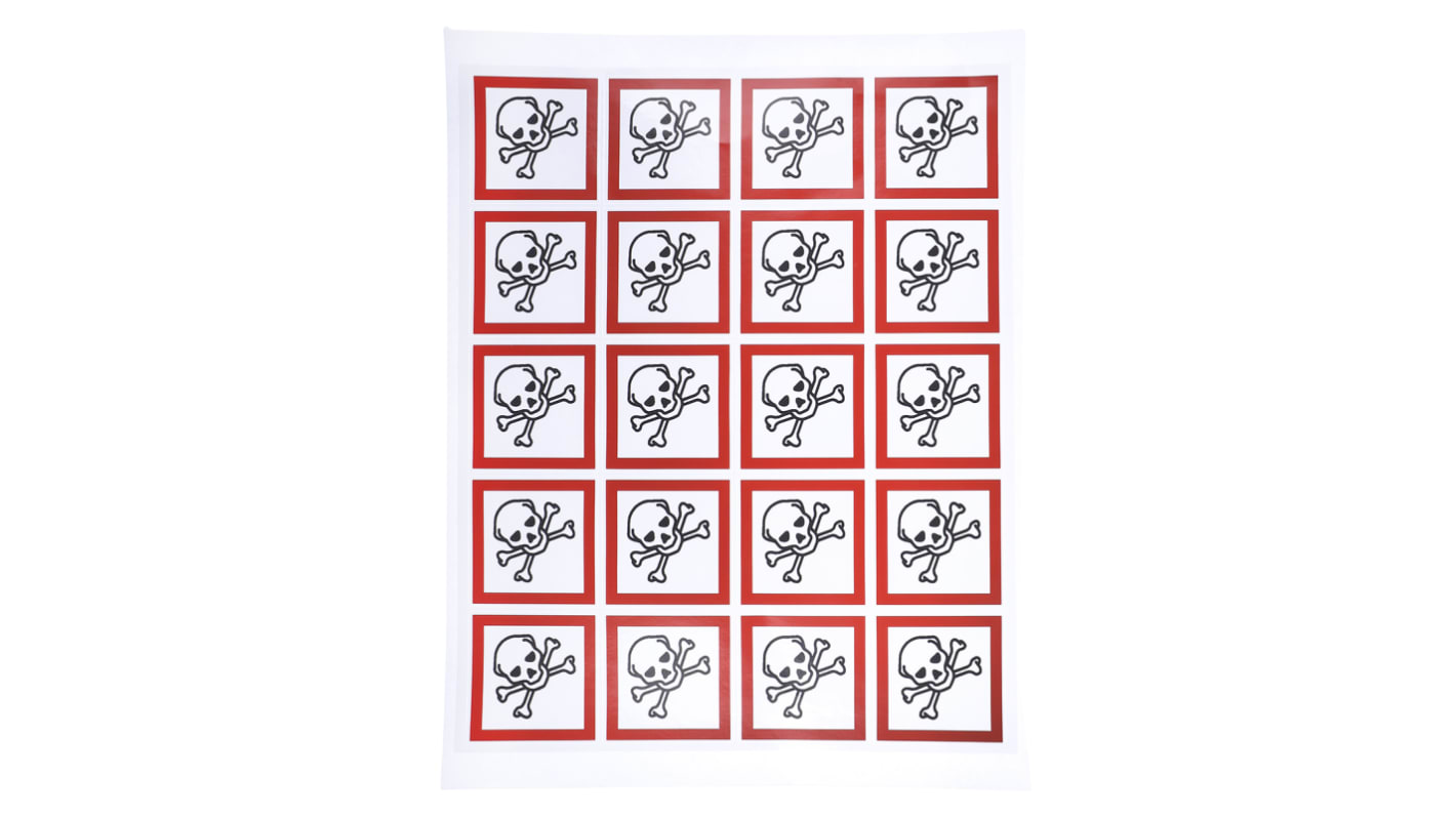 RS PRO Black, Red, White Gloss Polymeric Vinyl Safety Labels 40 mm x 40mm