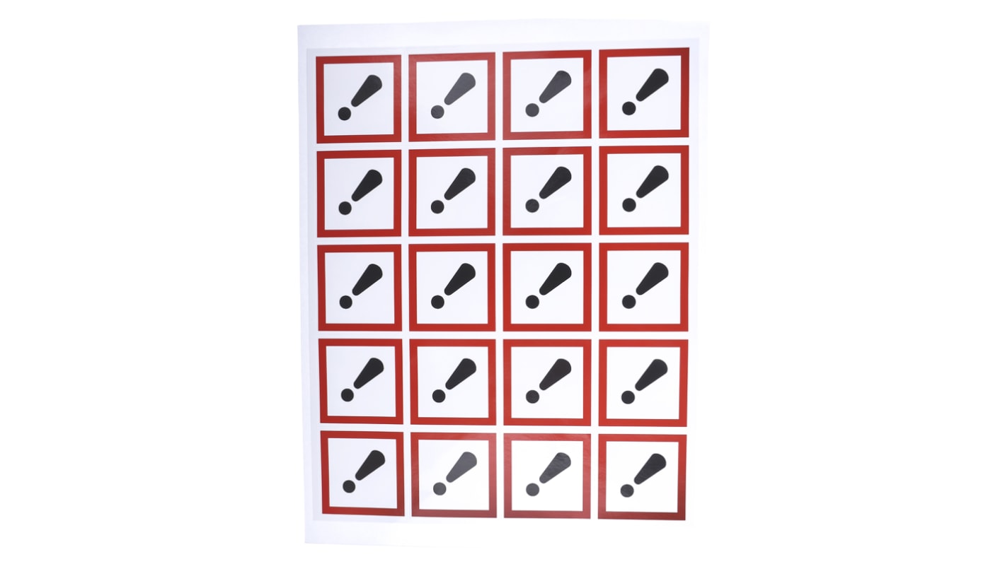Bezpečnostní štítky, Černá, Červená, Bílá, Lesklý polymerický vinyl RS PRO