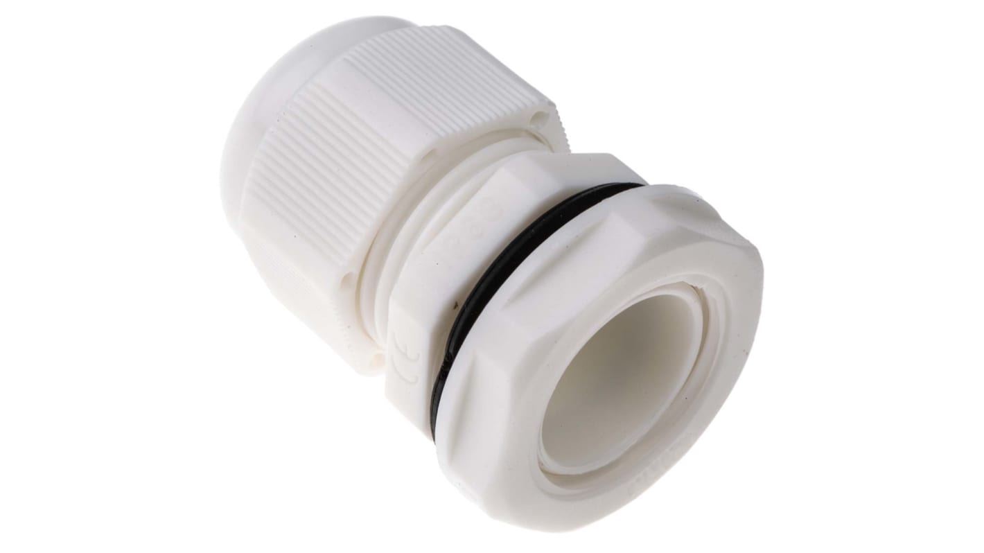 HellermannTyton NGM Series White Nylon Cable Gland, M20 Thread, 6mm Min, 12mm Max, IP68