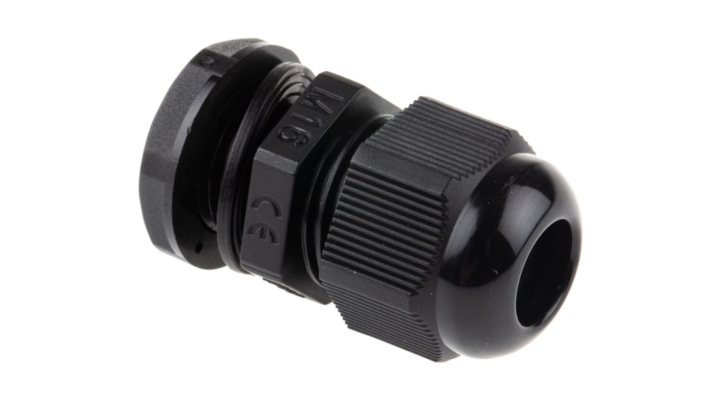 HellermannTyton NGM Series Black Nylon Cable Gland, M16 Thread, 5mm Min, 10mm Max, IP68