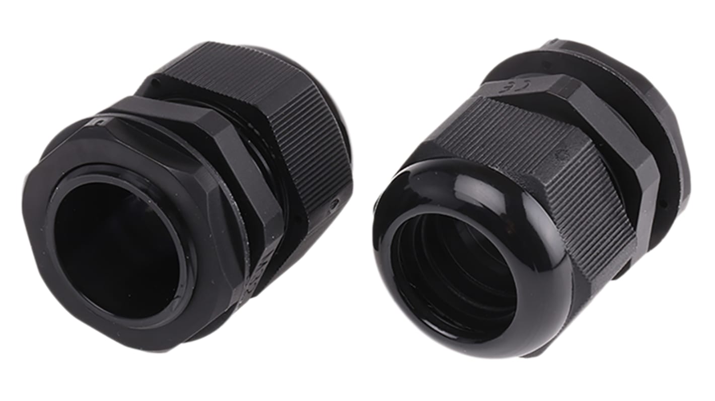 HellermannTyton NGM Series Black Nylon Cable Gland, M32 Thread, 18mm Min, 25mm Max, IP68