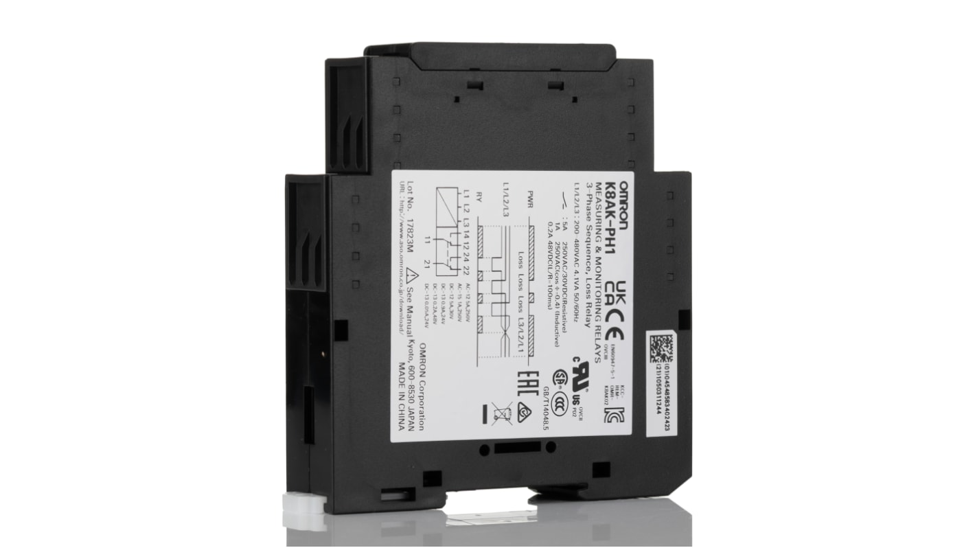 K8AKPH1200500VAC Omron Phase Monitoring Relay, 3 Phase, DPDT, DIN